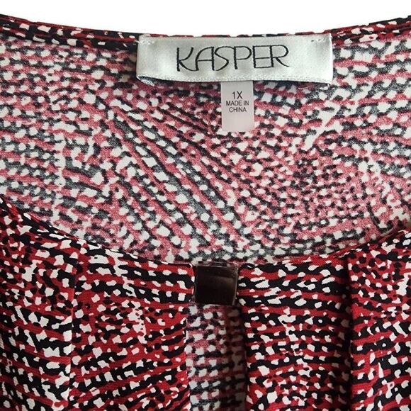 Kasper Dressy Red Printed Sleeveless Top Size 1x - Picture 2 of 8